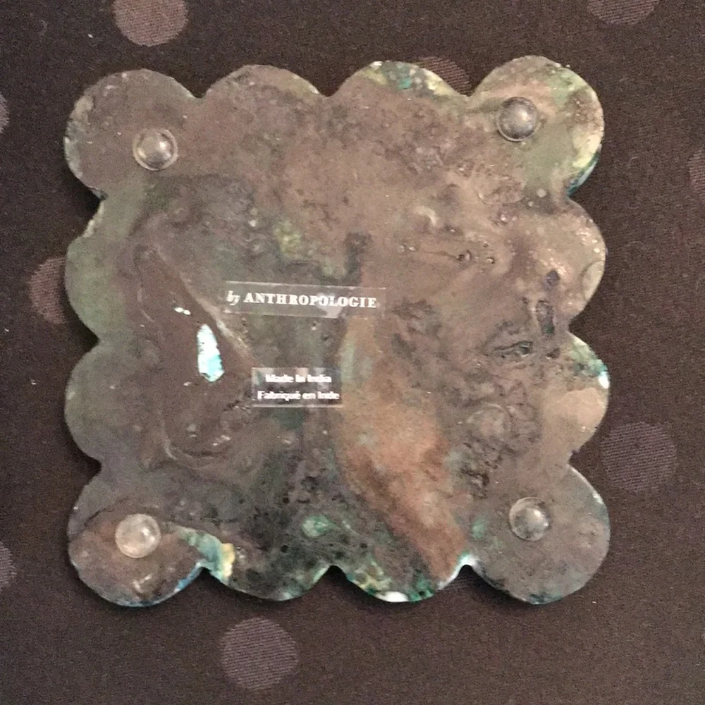 Anthropologie Green and Cream Decorative Stone (Marble Geode Look) Coasters